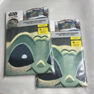 Star Wars MANDALORIAN Gogru Baby Yoda Reversible PILLOW CASE PILLOWCASE LOT OF2
